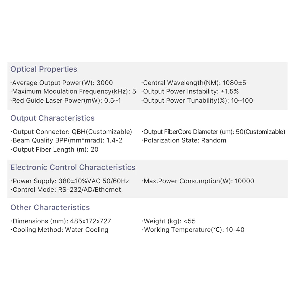 3000W Raycus Single Module CW Fiber Laser Source