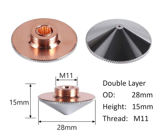 28mm Laser Nozzle  Double Layer Pack of 10