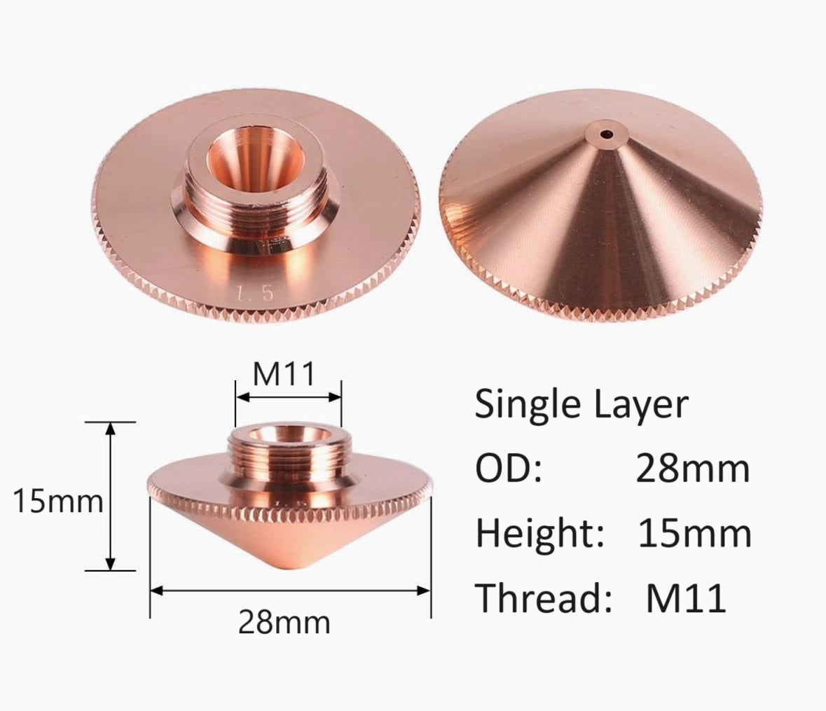 28mm Laser Nozzle Single Layer  Pack of 10