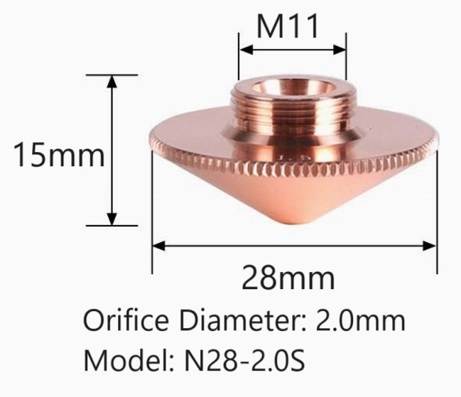 28mm Laser Nozzle Single Layer  Pack of 10