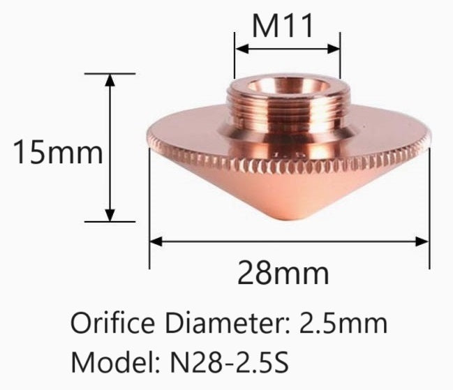 28mm Laser Nozzle Single Layer  Pack of 10