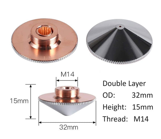 32mm Laser Nozzle  Double Layer Pack of 10